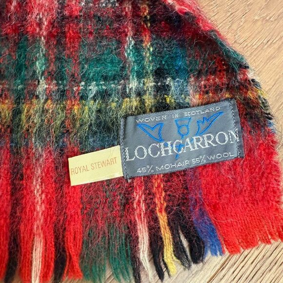 Vintage Royal Stewart Scotland Red Plaid Wool Beret Hat and Scarf - Picture 2 of 7